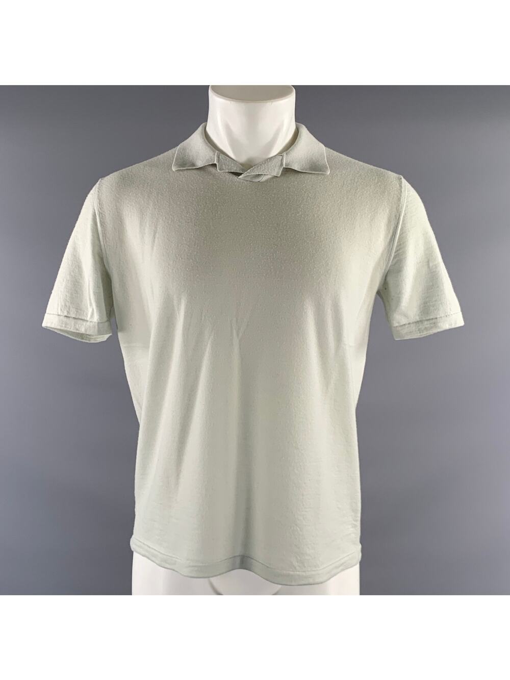 THE ROW Size S Green Mint Knit Virgin Wool Pull On Short Sleeve Shirt